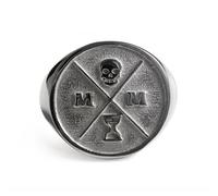 STOIC STORE UK Memento Mori Signet Ring in Silver - 316L Stainless Steel Ring with 3D Skull Design, Stainless Steel, No Gemstone