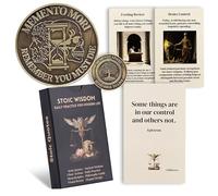 Stoic Wisdom Card Set & Memento Mori Coin: 52 Philosophy Quotes with Guided Practices for Building Resilience, Mindfulness & Inner Peace