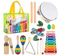 Stoie's Kids Musical Instruments Set - Wooden Percussion Instruments for Toddlers, Xylophone, Tambourine, Maracas, Music Toys for Toddlers, Preschool Musical Instruments