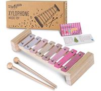 Stoie's Pink Sensation Xylophone for Kids and Toddlers 3-5, Tuned C-Key Wooden 8 Notes Xylophone with Mallets and Music Song book, Montessori Toy