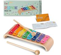 Stoie'sRainbow Xylophone for Kids and Toddlers 3-5, Tuned C-Key Wooden 8 Notes Xylophone with Mallets and Music Song book, Montessori Toy