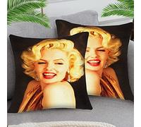 STOJAN pack of 2 18X18 inch Cushion Covers Throw Pillow Cover for Living Room Car Decor, Cotton and linen blend Pillow Covers for Home Sofa Couch Decor - movie girl marilyn monroe sty8