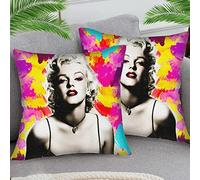 STOJAN pack of 2 18X18 inch Cushion Covers Throw Pillow Cover for Living Room Car Decor, Cotton and linen blend Pillow Covers for Home Sofa Couch Decor - star fille marilyn monroe sty92