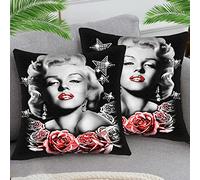 STOJAN pack of 2 18X18 inch Cushion Covers Throw Pillow Cover for Living Room Car Decor, Cotton and linen blend Pillow Covers for Home Sofa Couch Decor - movie girl marilyn monroe sty62