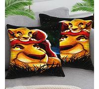 STOJAN pack of 2 18X18 inch Cushion Covers Throw Pillow Cover for Living Room Car Decor, soft linen Pillow Covers for Home Sofa Couch Decor - lion king simba