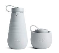 STOJO Collapsible Bottle - 20oz / 592ml - Reusable & Leakproof Silicone Travel Water Bottle for Sport, School, & Everyday Use - Screw-Top Cap - Portable - Dishwasher Safe - Cashmere