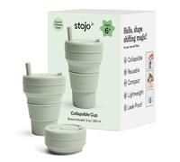 STOJO Collapsible Travel Cup - Reusable To-Go Pocket Size Silicone Bottle for Hot and Cold Drinks - Perfect for Camping - Microwave & Dishwasher Safe (Sage, 8 Ounce (Pack of 1))