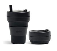 STOJO Collapsible Travel Cup - Reusable To-Go Pocket Size Silicone Bottle for Hot and Cold Drinks - Perfect for Camping - Microwave & Dishwasher Safe (Sage Green, 16, ounces)