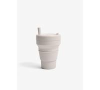 STOJO On-The-Go Biggie Collapsible Coffee Cup with Lid - 16oz / 473ml - Reusable & Foldable Silicone Travel Mug - Portable, Pocket Size - Dishwasher Safe - Oat