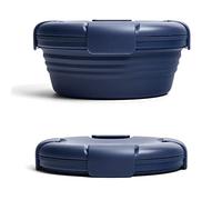 STOJO On The Go Collapsible Bowl - 36oz / 1.1L - Reusable Travel Lunch Bowls - Folding Silicone Storage Container - Nestable & Stackable - Dishwasher & Microwave Safe - Denim