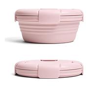 STOJO On The Go Collapsible Bowl - 36oz / 1.1L - Reusable Travel Lunch Bowls - Folding Silicone Storage Container - Nestable & Stackable - Dishwasher & Microwave Safe - Carnation