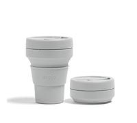 STOJO On-The-Go Collapsible Coffee Cup - 12oz / 355ml - Reusable & Foldable Silicone Travel Mug with Lid - Portable, Pocket Size - Dishwasher Safe - Cashmere