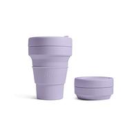 STOJO On-The-Go Collapsible Coffee Cup - 12oz / 355ml - Reusable & Foldable Silicone Travel Mug with Lid - Portable, Pocket Size - Dishwasher Safe - Lilac
