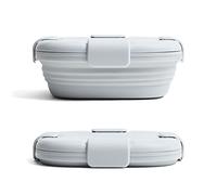STOJO On The Go Collapsible Lunch Box - 24oz / 700ml - Reusable Travel Bento Boxes - Folding Silicone Storage Container - Nestable & Stackable - Dishwasher & Microwave Safe - Cashmere