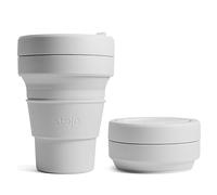 STOJO On-The-Go Mini Collapsible Coffee Cup - 8oz / 237ml - Reusable & Foldable Silicone Travel Mug with Lid - Portable, Pocket Size - Dishwasher Safe - Cashmere