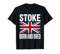 Stoke England Great Britain UK Flag Born and Bred Music T-Shirt