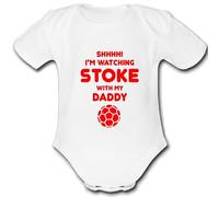 STOKE present from DADDY for a gift Football Unique Baby Vest Grow Babygrow Cute PERSONALISED Custom Boys Girls Unisex CITY