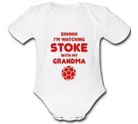 STOKE present from GRANDMA for a gift Football Unique Baby Vest Grow Babygrow Cute PERSONALISED Custom Boys Girls Unisex CITY