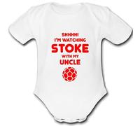 STOKE present from UNCLE for a gift Football Unique Baby Vest Grow Babygrow Cute PERSONALISED Custom Boys Girls Unisex CITY