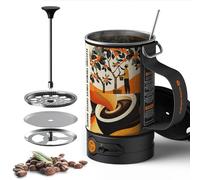 Stoke Voltaics Electric French Press Coffee Maker, Boil Water & Press Coffee 2-in-1, Portable Design for Camping, Travel, 6 Minute Brew Ready