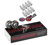 Stoked Ride Shop Roller Skate Bearings [Bones Roller Bones Bearings, 16 Pack, 8mm, Black, Nylon, w/ 6mm Spacers]