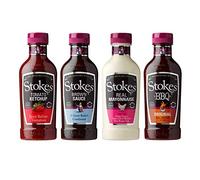 Stokes Squeezy Sauce Selection | 4 Bottle Gourmet Set | Tomato Ketchup, Brown Sauce, Real Mayonnaise & Original BBQ | Squeezy Bottles for BBQ, Burgers & Everyday Meals
