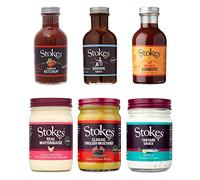 Stokes Table Sauce Selection | 6 Jar Gourmet Condiment Set | Tomato Ketchup, Brown Sauce, English Mustard, Mayonnaise, BBQ & Tartare | Table & BBQ Sauces