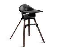 Stokke Clikk High Chair - Portable Baby Highchair with Tray, Footrest & Harness - Easy Tool-Free Assembly for Home & Travel, 6 Months to 3 Years, Black/Warm Brown
