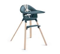 Stokke Clikk High Chair - Portable Baby Highchair with Tray, Footrest & Harness - Easy Tool-Free Assembly for Home & Travel, 6 Months to 3 Years, Fjord Blue