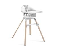 Stokke Clikk, White - Bamboo High Chair with Tray + Harness - Lightweight & Travel Friendly - Tool-Free Assembly - Best for 6-36 Months or Up to 15 kg