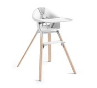 Stokke Clikk, White - Bamboo High Chair with Tray + Harness - Lightweight & Travel Friendly - Tool-Free Assembly - Best for 6-36 Months or Up to 15 kg