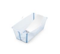 Stokke Flexi Bath Standard + Newborn Support - Foldable Baby Bath for Newborns to 15kg - Compact, Portable Bath Set with Ergonomic Baby Support, Ocean Blue