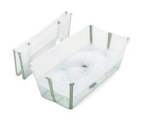Stokke Flexi Bath - Foldable Portable Baby Bath, Non-Slip, Transp Green | Baby bath with heat-sensitive plug, Newborn to 4Y, Lightweight for Home, Travel and Outdoor Play. Easy to Store and Transport