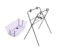 Stokke Flexi Bath (Lavender) + Flexi Bath Stand - for Babies Up to 10 kg - Foldable, Durable & Easy to Store - Convenient to Use at Home or When Travelling