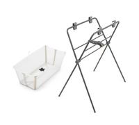 Stokke Flexi Bath (Sandy Beige) + Flexi Bath Stand - for Babies Up to 10 kg - Foldable, Durable & Easy to Store - Convenient to Use at Home or When Travelling