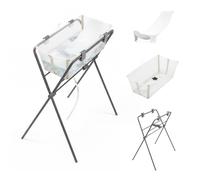 Stokke Flexi Bath (Sandy Beige) + Newborn Support + Flexi Bath Stand - Best for Newborns & Babies Up to 48 Months - Foldable, Durable & Easy to Store