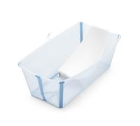Stokke Flexi Bath Standard + Newborn Support - Foldable Baby Bath for Newborns to 15kg - Compact, Portable Bath Set with Ergonomic Baby Support, Ocean Blue