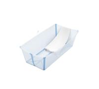 Stokke Flexi Bath Standard + Newborn Support - Foldable Baby Bath for Newborns to 15kg - Compact, Portable Bath Set with Ergonomic Baby Support, Ocean Blue