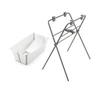 Stokke Flexi Bath (White) + Newborn Support + Flexi Bath Stand - Best for Newborns & Babies Up to 48 Months - Foldable, Durable & Easy to Store