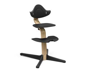 Stokke Nomi Chair, Oak/Black - Inspires Active Sitting - Tool-Free, Seamless Adjustability - Includes Stable Footrest & Anti-Tilt Wheels - Holds Up to 150 kg