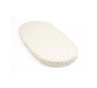 Stokke Sleepi Fitted Sheet V3, Flower Ecru - Soft Sheets for Sweet Dreams - Made for Oval Sleepi Bed - 100% Fine Cotton Percale - Washable