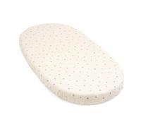 Stokke Sleepi Fitted Sheet V3, Flower Ecru - Soft Sheets for Sweet Dreams - Made for Oval Sleepi Bed - 100% Fine Cotton Percale - Washable