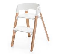 Stokke Steps Chair - Natural Legs and White Seat - 5 in 1 Seat System - from Newborn to All Childhood or 87 kg - Tool-Free, Stylish and Adjustable