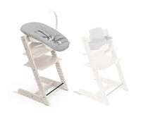 Stokke Tripp Trapp Chair (Whitewash) with Newborn Set and Baby Set (White) - Safe, Adjustable, Ergonomic Design