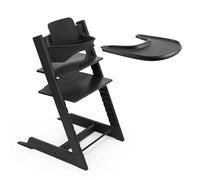 Stokke Tripp Trapp High Chair (Black) with Stokke Tray (Black) - Includes Tripp Trapp Chair & Baby Set 2 for Children 6-36 Months - Adjustable, Ergonomic & Easy to Clean