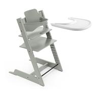 Stokke Tripp Trapp High Chair (Glacier Green) with Stokke Tray (White) - Includes Tripp Trapp Chair & Baby Set 2 for Children 6-36 Months - Adjustable, Ergonomic & Easy to Clean