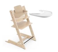 Stokke Tripp Trapp High Chair (Natural) with Stokke Tray (White) - Includes Tripp Trapp Chair & Baby Set 2 for Children 6-36 Months - Adjustable, Ergonomic & Easy to Clean
