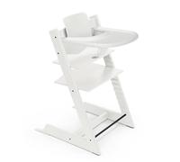 Stokke Tripp Trapp High Chair (White) with Stokke Tray (White) - Includes Tripp Trapp Chair & Baby Set 2 for Children 6-36 Months - Adjustable, Ergonomic & Easy to Clean