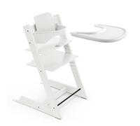 Stokke Tripp Trapp High Chair (White) with Stokke Tray (White) - Includes Tripp Trapp Chair & Baby Set 2 for Children 6-36 Months - Adjustable, Ergonomic & Easy to Clean