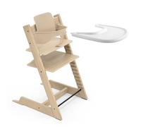 Stokke Tripp Trapp Oak High Chair (Natural) with Stokke Tray (White) - Includes Tripp Trapp Chair, Baby Set 2 for Children 6-36 Months and Stokke Tray - Adjustable, Ergonomic & Easy to Clean